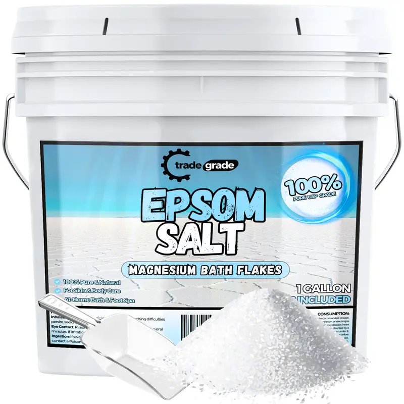 TradeGrade Sels d'Epsom – Magnésium pur pour bains et détente – Bien-être et récupération musculaire (seau avec doseur)