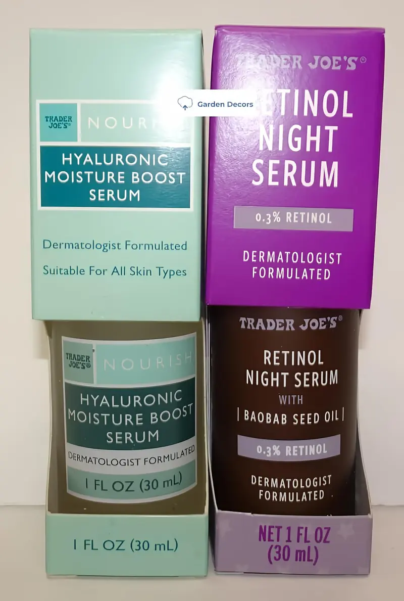 Trader Joe's Nourish Sérums Hyaluronique et Nuit au Rétinol — Huile de Baobab, 2 x 30 ml