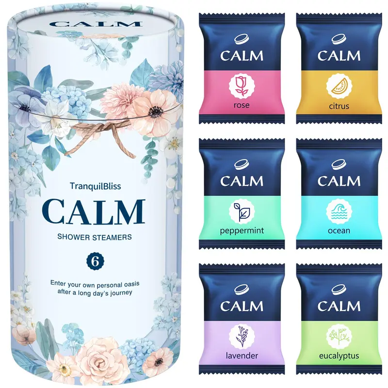 TranquilBliss Bombes de Douche – 6 Parfums Naturels, Sans Résidu, Cadeau Bien-être
