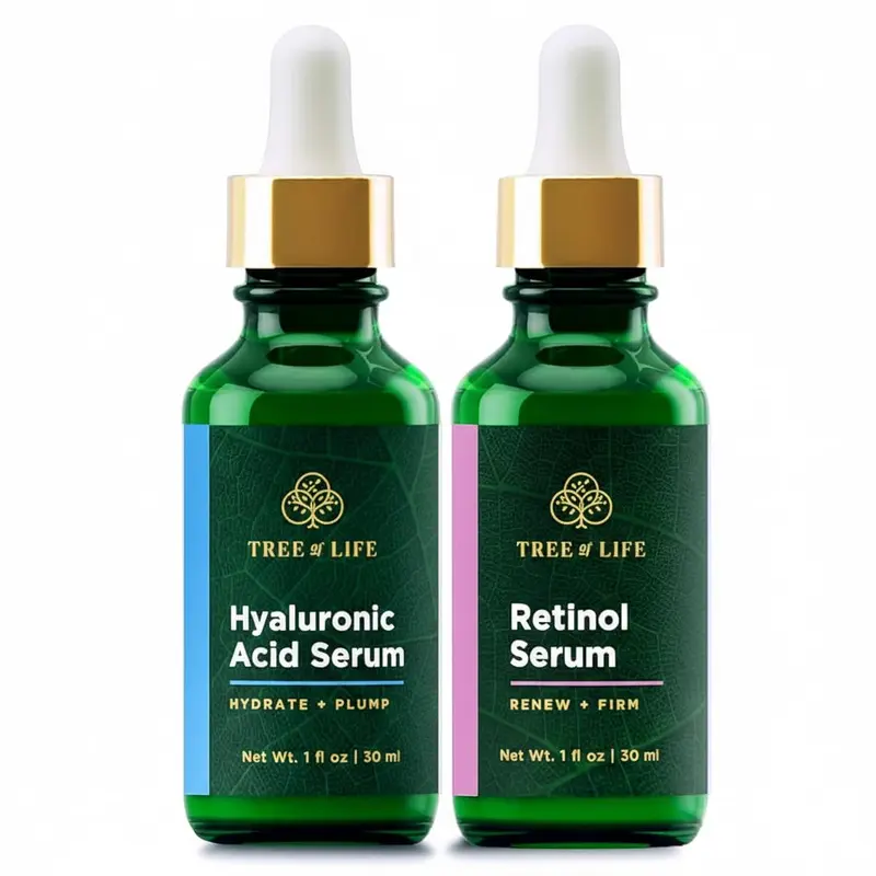 Tree of Life Coffret Soin Visage Éclat, Fermeté et Hydratation – Sérums Rétinol & Hyaluronique, Dermatologiquement Testé – 2×30 ml