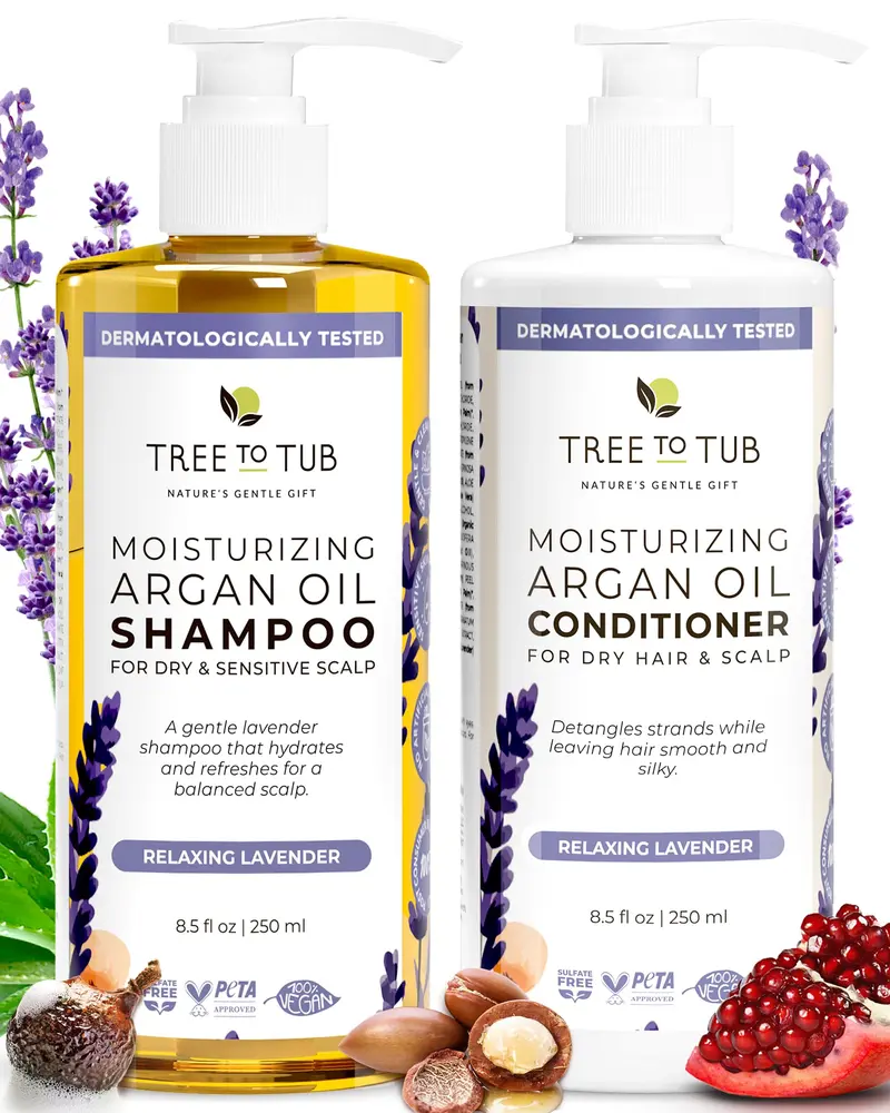 Tree To Tub Lavande – Shampoing & Après-Shampoing Hydratants Sans Sulfates pour Cheveux Secs