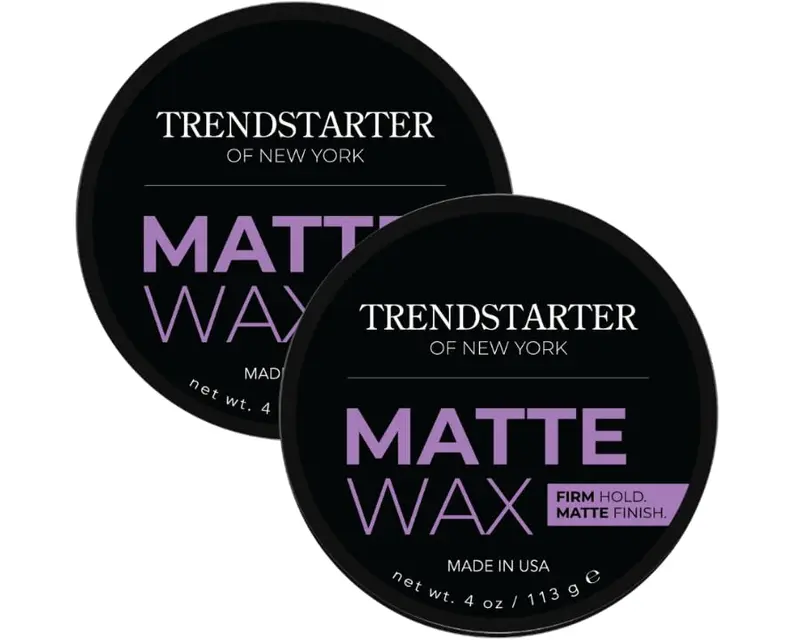 TRENDSTARTER Matte Wax (4oz) – Pack de 2, fixation ferme, fini mate, pomade à base d’eau pour hommes, sans résidus, tous types de cheveux