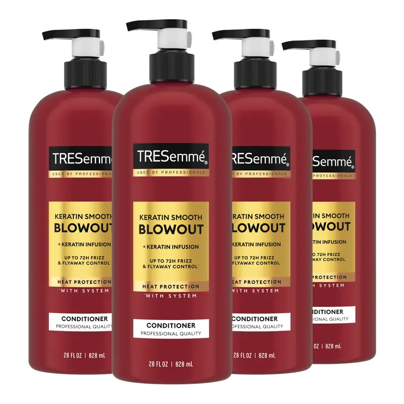 TRESemmé Conditionneur Lissant à la Kératine – Lot 4 pour Cheveux Frisés, Lamellaire-Discipline, 830 ml