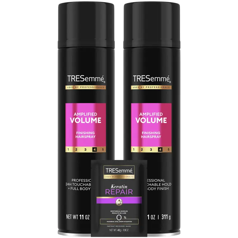 TRESemmé Fixatif Capillaire Total Volume – Lot de 2 + Masque Réparateur à la Kératine (3 pièces)