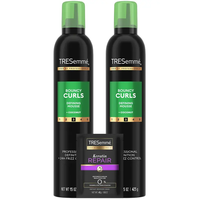 TRESemmé Mousse Définissante Boucles — Double Pack 2x15 oz + Masque Kératine Réparation