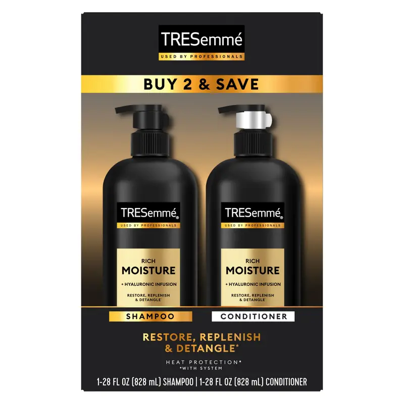 TRESemmé Rich Moisture Shampoing et Après-Shampoing — Hydratation pour Cheveux Secs, 28 oz (Lot de 2)