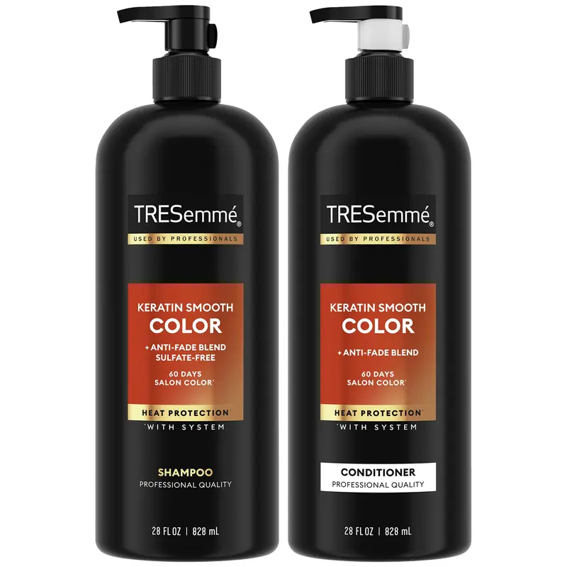 TRESemmé Shampoing et Après-Shampoing Kératine Lisse Couleur – Anti-Décoloration, Anti-Frisottis pour Cheveux Colorés, 28 oz