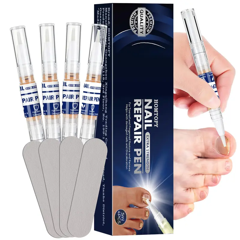 Trihood Stylo Réparation Ongles – Extra Fort, Pack 4 avec limes, soin quotidien