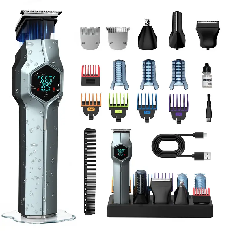TRIMX Tondeuse barbe sans fil – têtes magnétiques, station de charge, IPX7