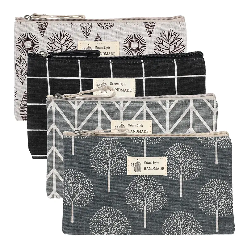 Trinkrittey – 4 trousses en toile résistante avec fermeture éclair | Pochettes cosmétiques polyvalentes pour voyage