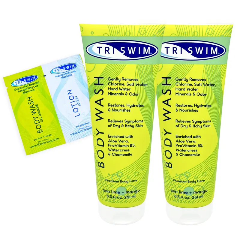 TRISWIM Après-Bain Gel Douche Anti-Chlore – Hydratant & Nourrissant (Aloe Vera, Camomille) | Lot de 2