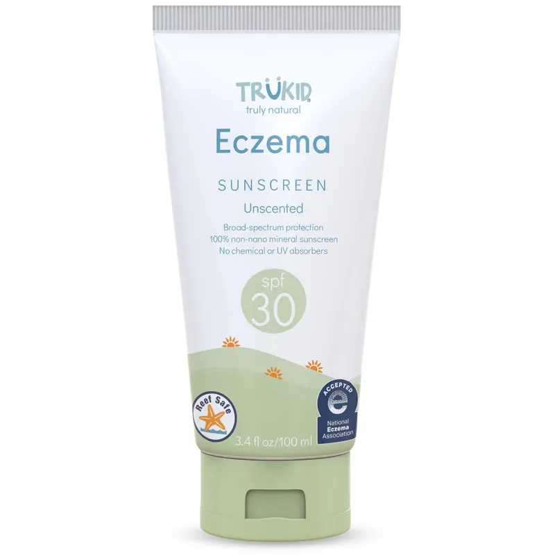 TruKid Écran Minéral SPF 30 – Crème solaire naturelle pour bébé et enfant, sans parfum, oxyde de zinc, format voyage 3,4 oz