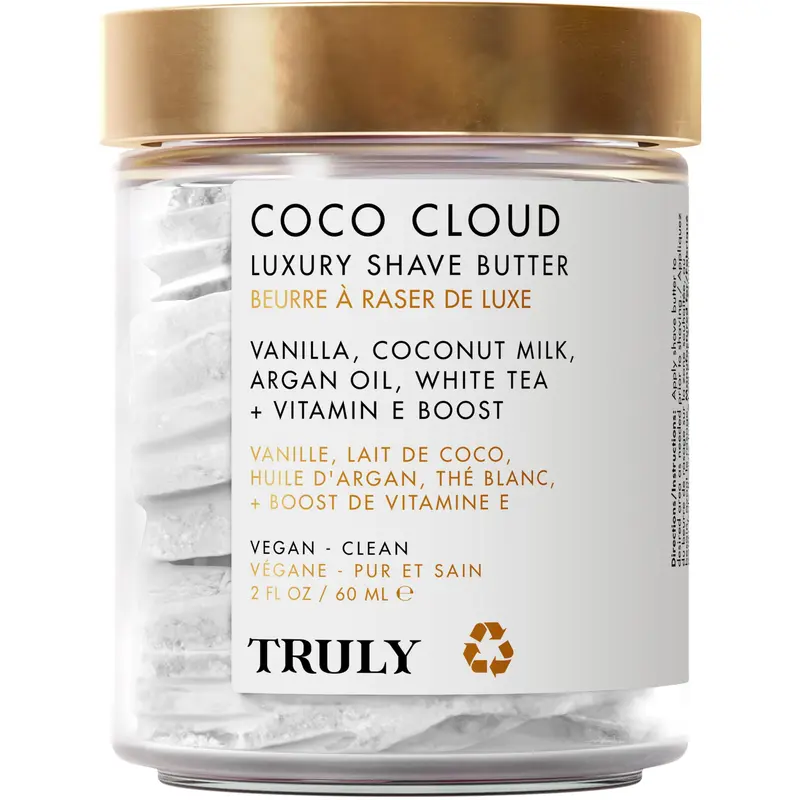 Truly Beauty Coco Cloud Beurre Rasage Luxueux | Adoucit la peau et combat les poils incarnés | Infusé au lait de coco, beurre de mangue et huile d'argan | Parfum coco et vanille (56 g)