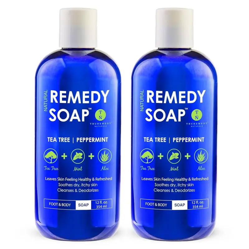Truremedy Naturals – Gel Douche Tea Tree 355 ml (pack de 2) avec Aloe et Menthe | Hydratation douce pour tout le corps