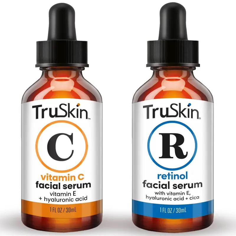 TruSkin Duo Sérums Visage – Vitamine C & Rétinol, Routine AM/PM, Anti-âge, 2 x 30 ml