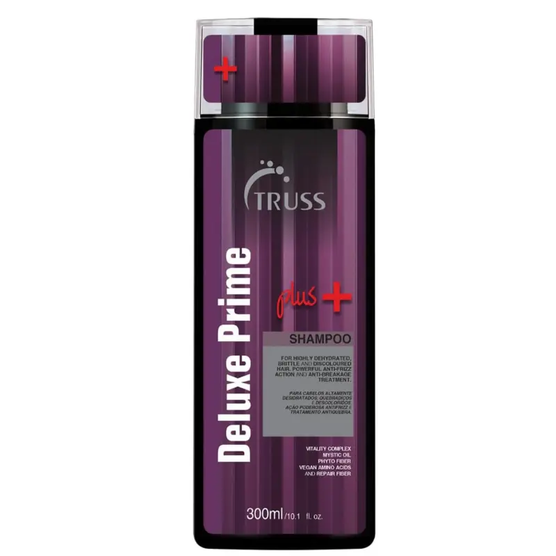 TRUSS Deluxe Prime Plus+ Shampoo – Cheveux secs et abîmés – Hydratant, anti-frisottis et défense contre la casse – Sans sels ajoutés – 300 ml