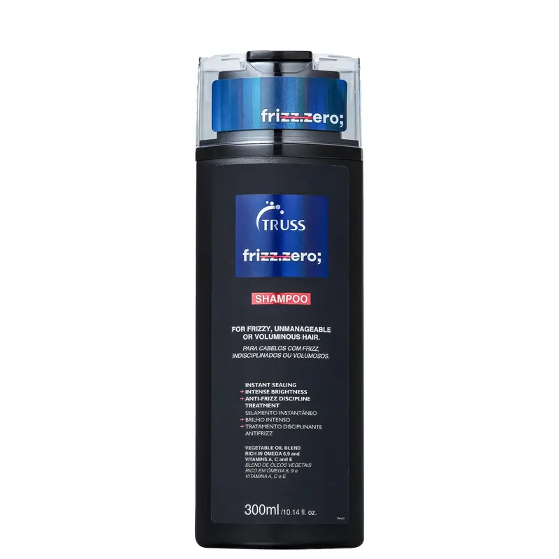 TRUSS Frizz Zero Shampoo – Anti-frisottis, Protection contre l’humidité, Volume et Brillance