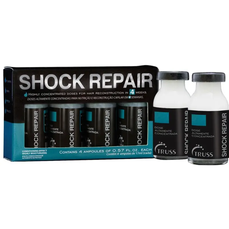 TRUSS Sérum Réparateur – Soin Shock Repair pour Cheveux Abîmés (4 Ampoules)
