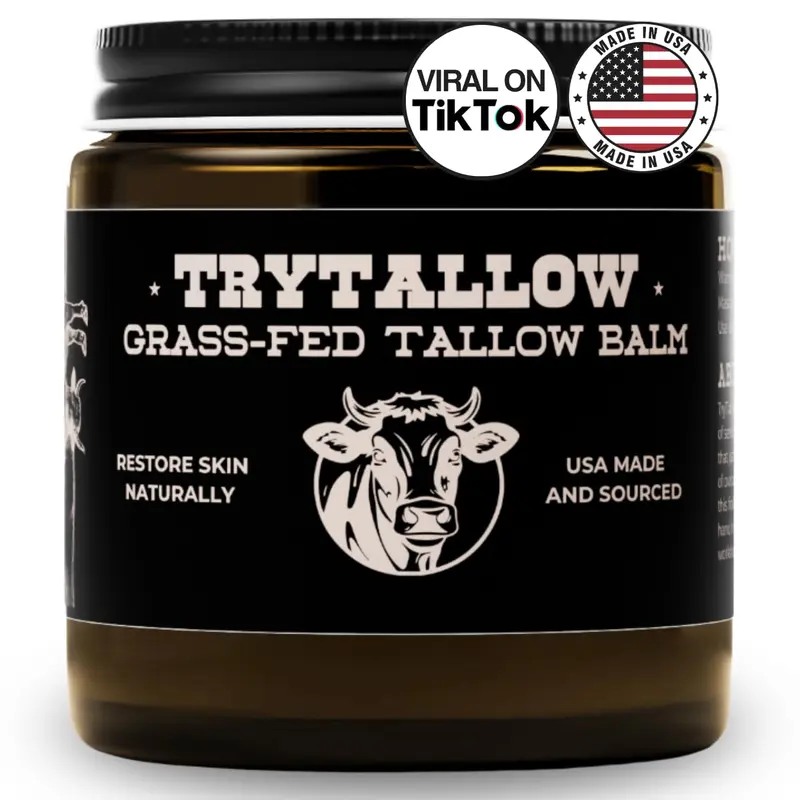 TryTallow Baume – 4oz Tallow d’Herbe pour Visage, Mains et Corps – Fait Main dans le New Jersey – Sans Plastique