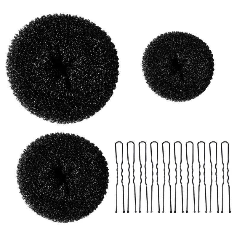 TsMADDTs Kit Chignon Donut Noir – 3 Tailles et 20 Épingles pour Ballet et Danse