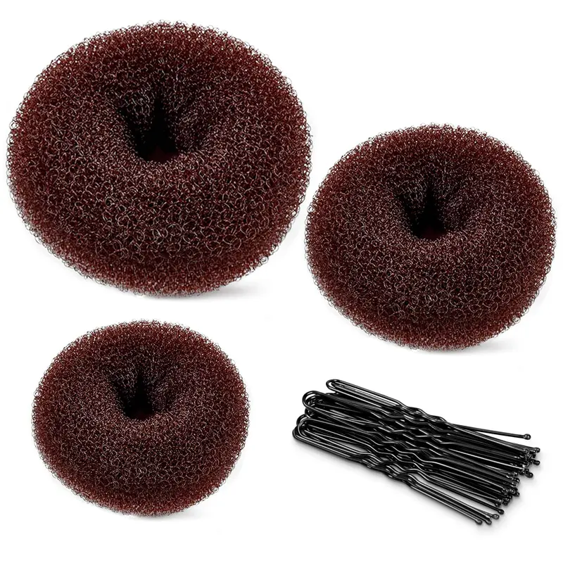 TsMADDTs Outil chignon en anneau – Ensemble 3 tailles et 20 pinces U noires
