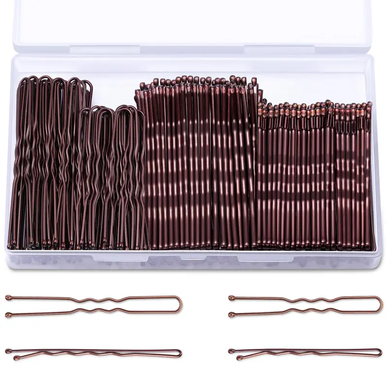 TsMADDTs Pinces Cheveux U Marron – Chignon Ballet, 2 po et 2,4 po, Boîte de Rangement