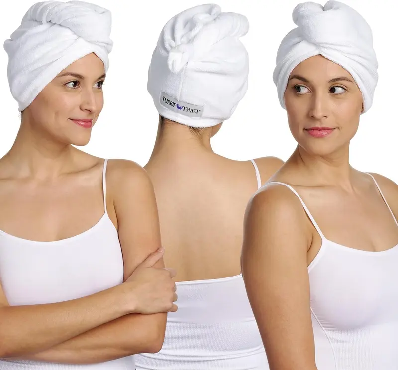 Turbie Twist – 3 Packs en coton 100% pour cheveux – Séchage rapide et doux