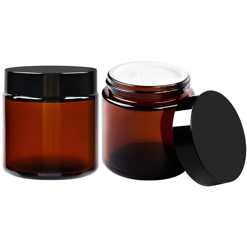 TUZAZO – Bocaux en verre ambré 120 ml (lot de 2) avec couvercles, joints en mousse et étiquettes autocollantes