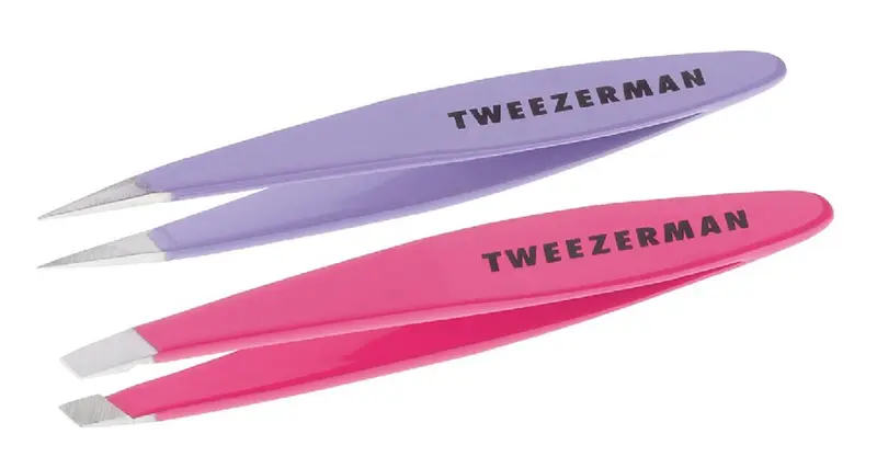 Tweezerman Mini Pince à Sourcils Inclinée 25° et Pointe – Pince à Épiler de Voyage pour Sourcils et Poils du Visage