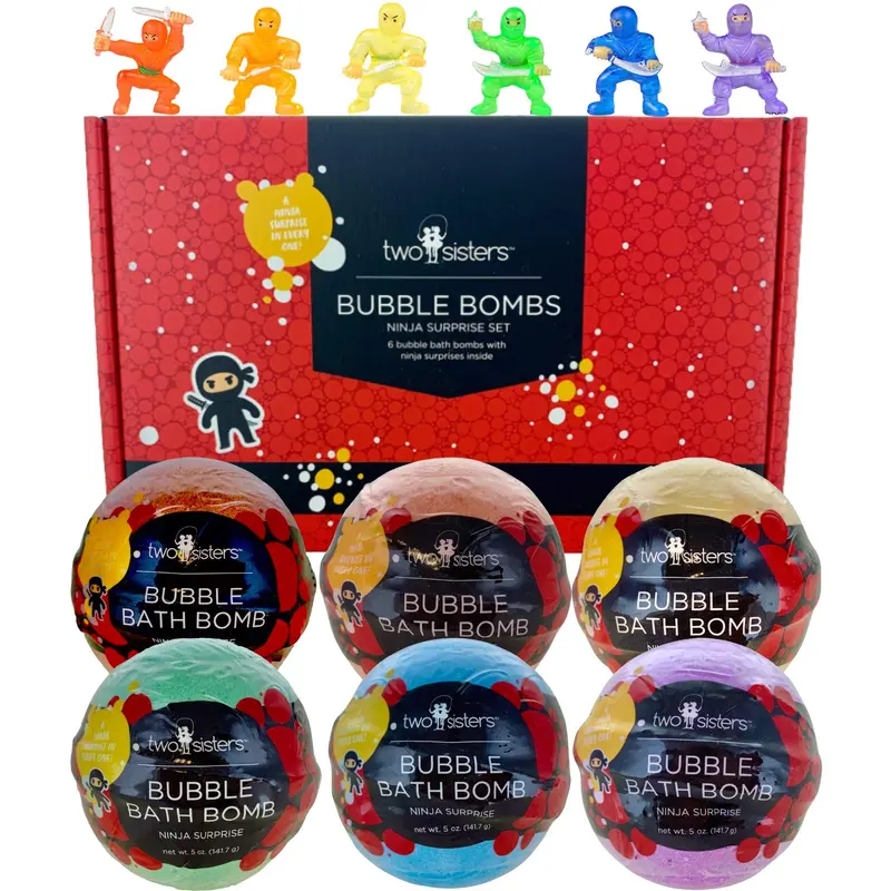 Two Sisters – Bombes de Bain Ninja pour Enfants avec Surprise (Lot de 6) – Douces et Sûres, Fabriqué aux États-Unis