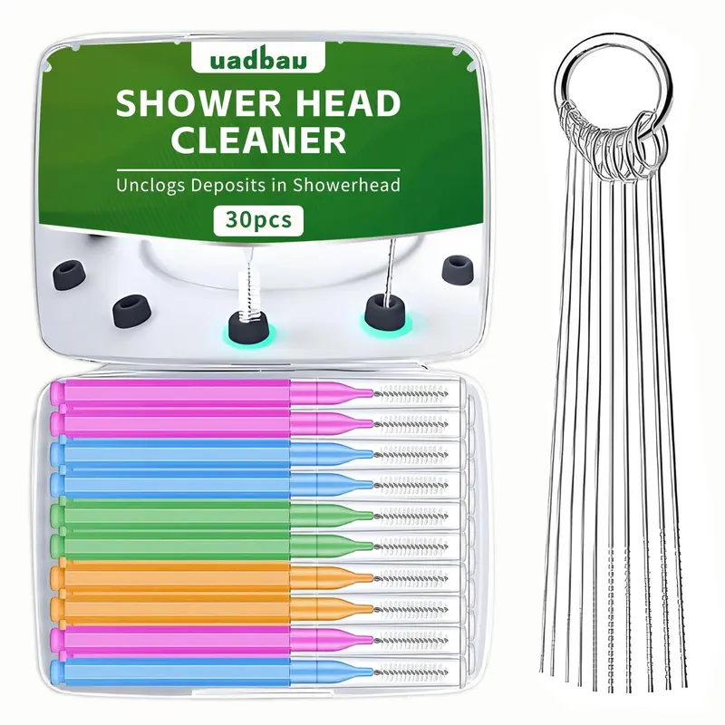 UADBAU Ensemble Nettoyage Pomme de Douche – Brosse et Embouts Débouchage (30 pièces)