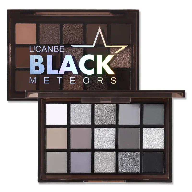 UCANBE Smokey Black Palette — 15 Ombres Froides Matte et Métalliques pour Regard Intense
