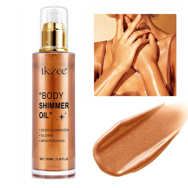 UCANBEMAKEUP Huile Scintillante Corps 100ml – Luminiseur Hydratant Durable et Résistant à l'Eau (#04 Brun Doré)