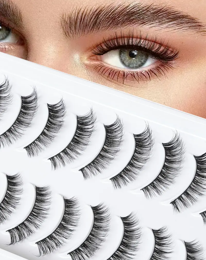 Ukrizi Cils naturels Wispy 12 mm – Faux cils, look naturel, pack 10 paires