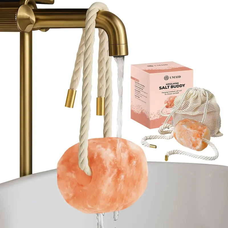 UMAID Compagnon Sel Himalayen pour Douche et Bain – Pierre solide spa (environ 900 g) et Cadeau Saint-Valentin