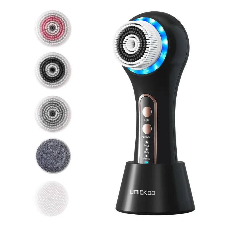 Umickoo Nettoyeur Exfoliant Visage – Brosse Nettoyage Électrique 3 en 1, 5 Têtes, IPX7