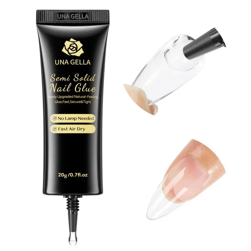 UNA GELLA Colle Gel Semi-Solide 20 g – Fixation Rapide sans Lampe pour Ongles à Poser