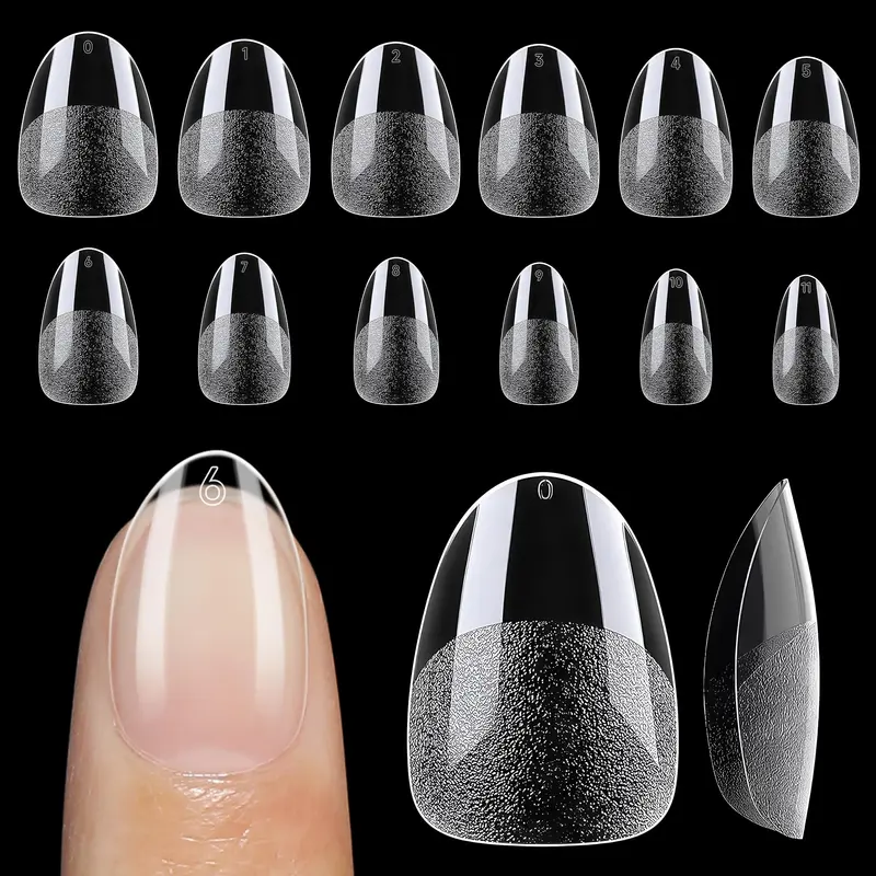 UNA GELLA Pointes Amande Extra Short – 12 Tailles, 120 Pièces, Gel Transparent
