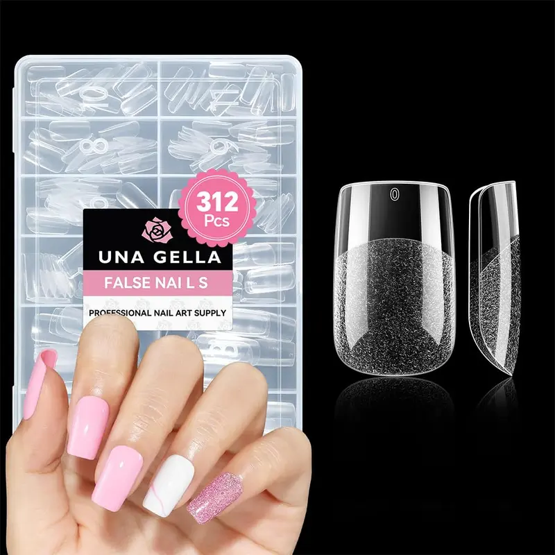 UNA GELLA Tips Carrés Gel Souple – 312 Pièces, Extensions Ongles à Faire Soi‑Même