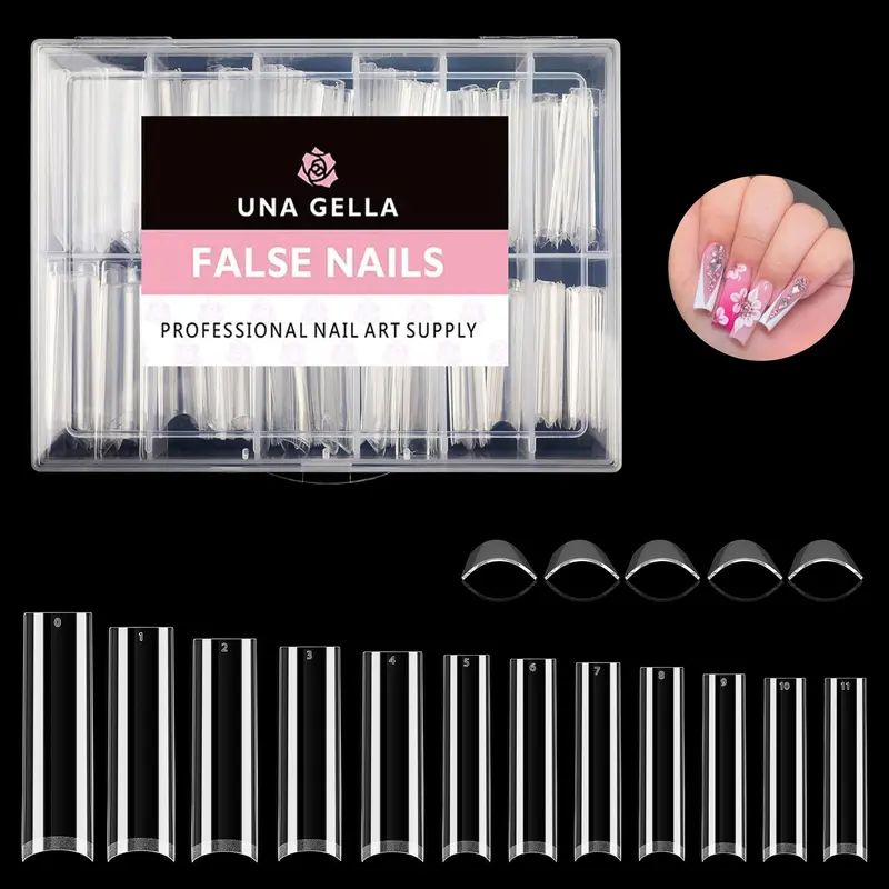 UNA GELLA Tips Ongles Carrés Tapered XXL – 216 Pièces, Sans Courbe en C, Extra Longs, Pour Acrylique, À Faire Soi-même à Domicile