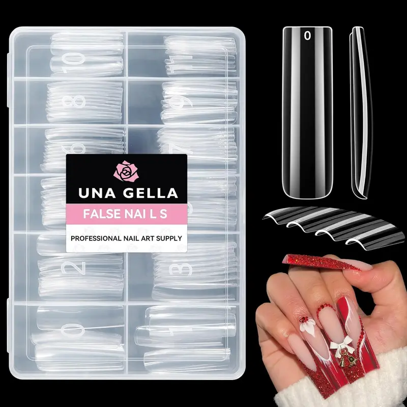 UNA GELLA Tips Ongles Carrés XXL – 120 PCS Faux Ongles Acrylique Pleine Couverture