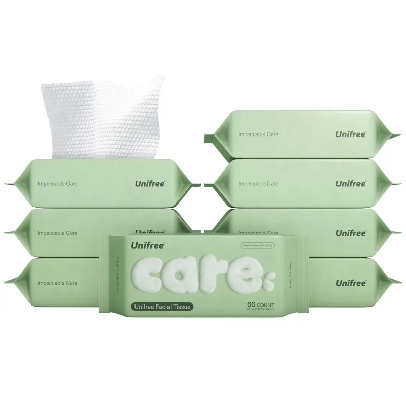 UNIFREE Mouchoirs Sèches Visage – Lingettes Démaquillage (Lot 8, 480 feuilles)