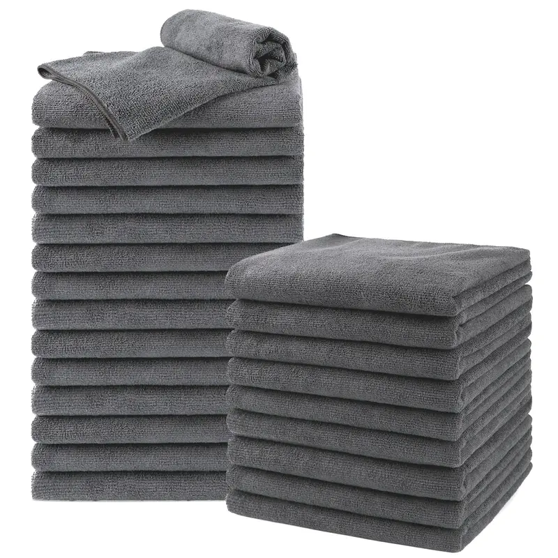 UNIMADE Serviettes de Salon 24 Pièces – Microfibre Ultra Douce, Absorption Élevée, 16x29 pouces, Gris