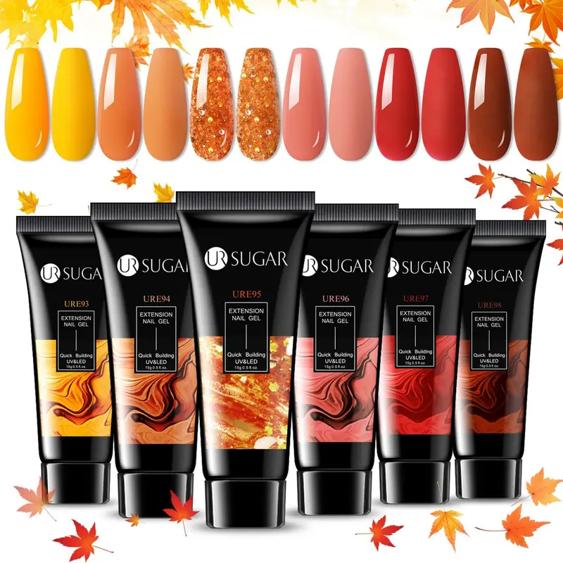 UR SUGAR – Ensemble Gel Extension Ongles Automne-Hiver, 6 Couleurs