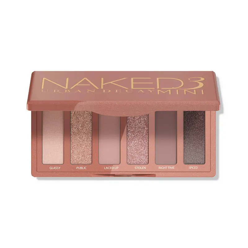 URBAN DECAY Naked 3 Mini Palette – 6 Ombres Roses Douces, Fins Mat et Scintillants, Ultra-Estompables, Tenue Prolongée