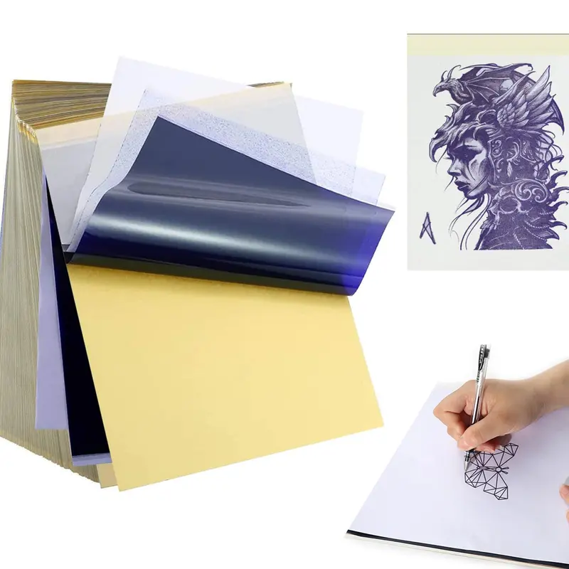 Urknall – 50 feuilles de papier stencil tatouage A4, 4 couches – transfert rapide et précis