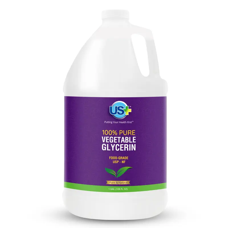US+ Glycérine Végétale 100% Pure – Grade Pharmaceutique et Alimentaire (USP) – Hydratant et Nettoyant Naturels Premium (1 galon)