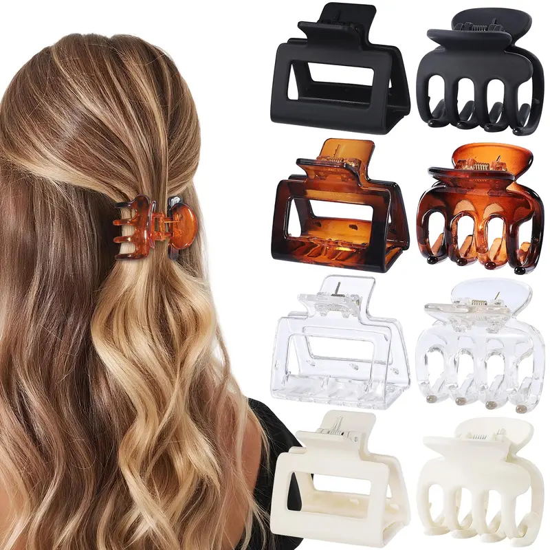 USDNICE Pinces à cheveux moyenne taille – 8 pièces, 2 styles, clips non glissants, fini mate