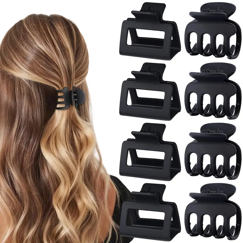 USDNICE Pinces Cheveux Noir Mat – Ensemble 8 Pièces, 2 Styles, pour Cheveux Fins