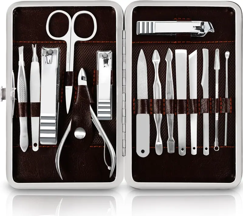 Utopia Care Kit Manucure 16 Pièces – Trousse Voyage Argentée